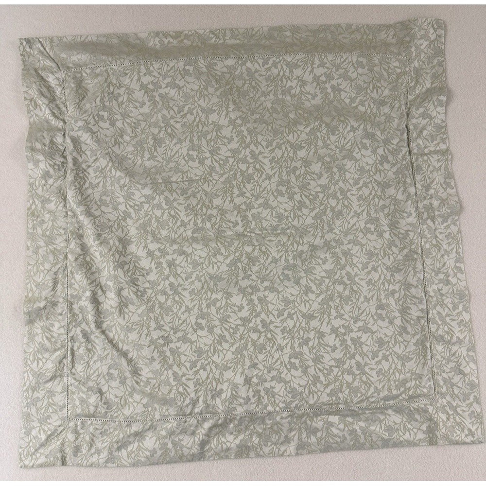 SDH Euro Sham Green Beige Floral Botanical Cotton Made Italy Pillow Luxury Flaws